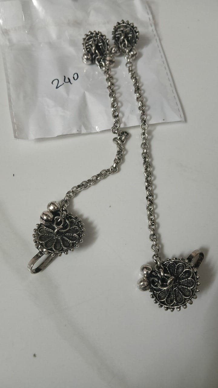 Oxidised Hanging Ear Cuff