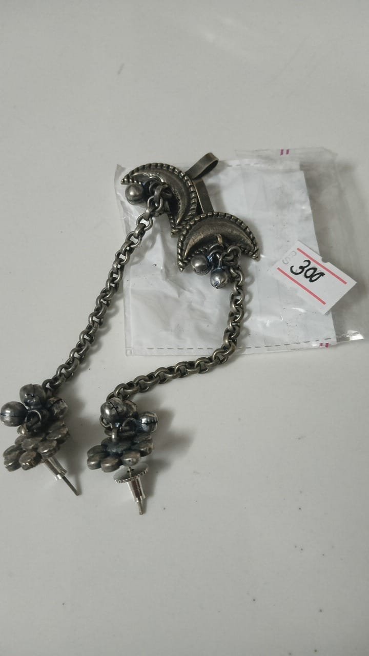 Oxidised Hanging Ear Cuff
