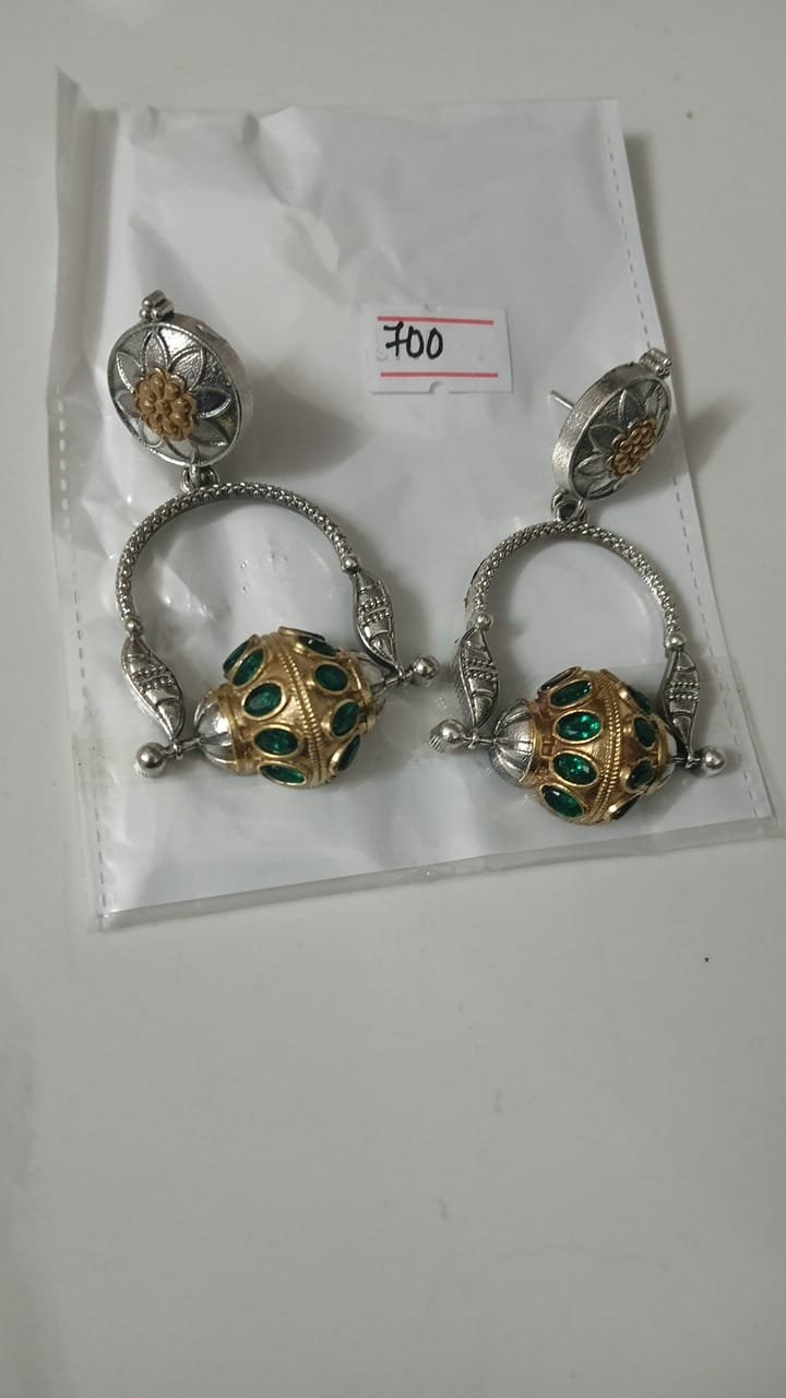 German Silver Long Drop Earrings