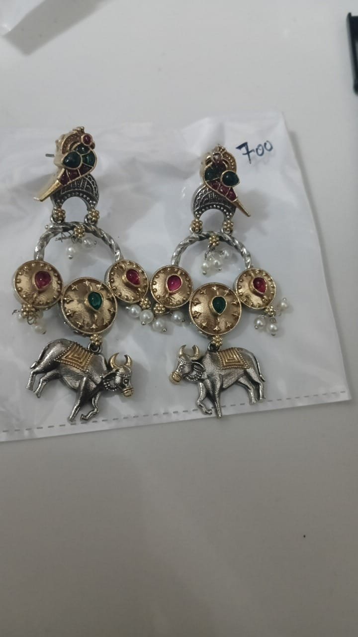 German Silver Long Drop Earrings
