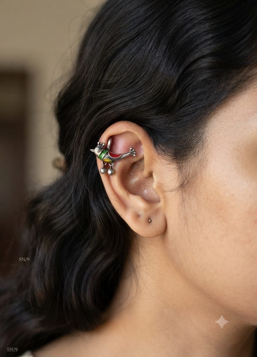 Oxidised Parrot Ear Cuff