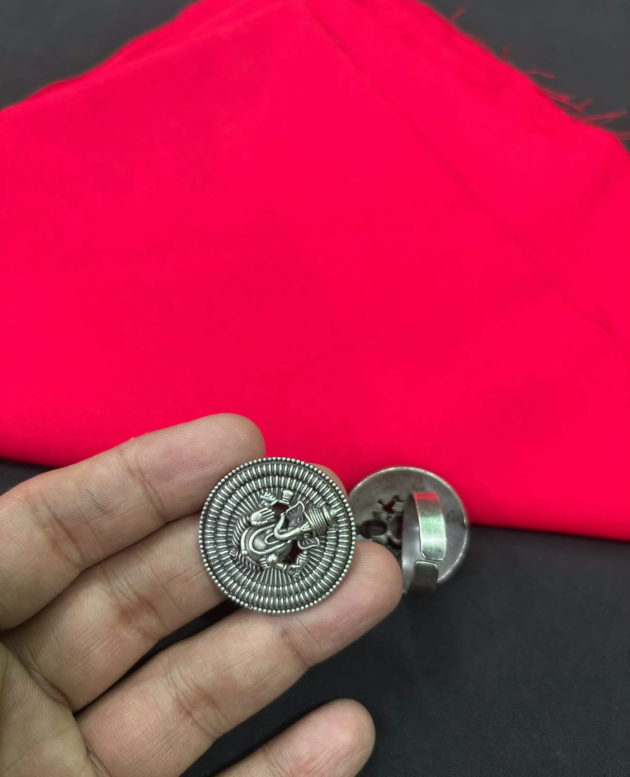 Oxidised Ganapti Ring