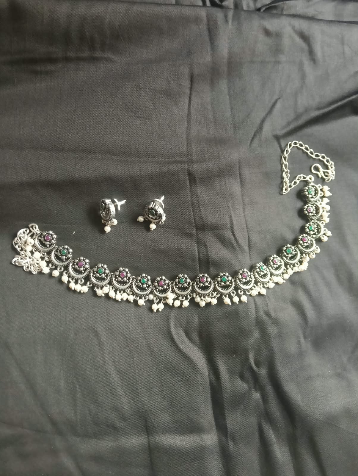 Oxidised Stylish Short Necklace